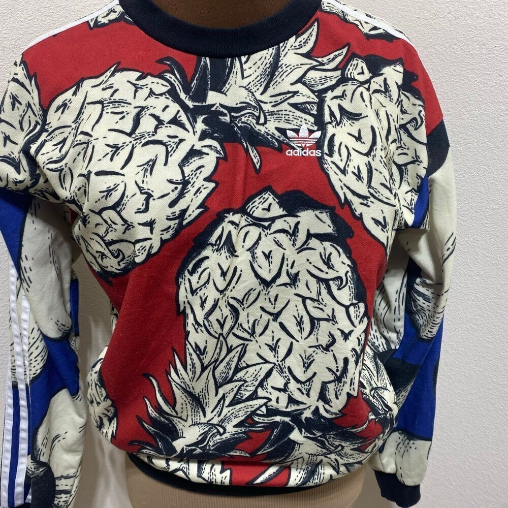 Adidas X Farm Pineapple Boyfriend Sweatshirt Size 2XS - Picture 2 of 6